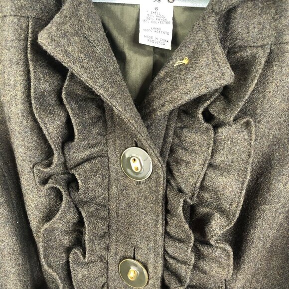 Anthropologie Tabitha Jacket Womens 6 Grey Wool Blend Ruffles Whimsigoth - Picture 3 of 16